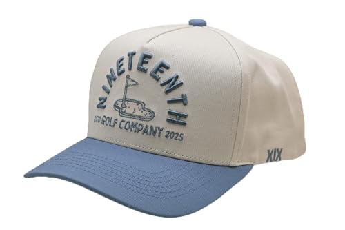 Nineteenth Golf Co. Arch Golf Hat for Men and Women | Cotton Two Tone Snapback Golf Cap for On and Off the Course (Blue/Cream)