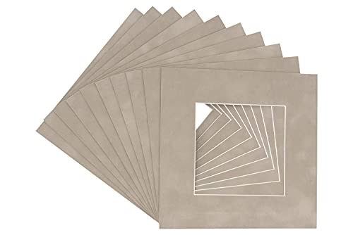 CountryArtHouse Light Grey Suede Acid Free 13x13 Square Picture Frame Mat with White Core Bevel Cut for 9x9 Pictures - Fits 13x13 Frame - Pack of 1 Matboard