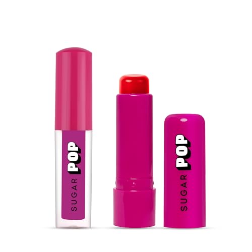 SUGAR POP Makeup Essentials – Matte Lipcolour 13 Magenta – 1.6 ml & Nourishing Lip Balm 02 Cherry – 4.5 gms x 2 – Set of 2