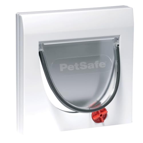 PetSafe Katzenklappe mit 4 Verriegelungsmöglichkeiten - Haustiertür für Katzen, Einfache Installation - Manuelle Verriegelung, robuster Rahmen - Weiß, ohne Erweiterungstunnel