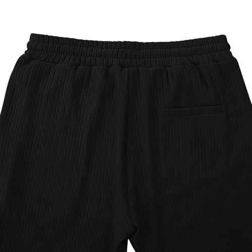 Hawyet Casual Pants for Men Solid Color Straight Leg Sweatpants Drapey Striped Drawstring Elastic Waist Loose Fit Trousers4