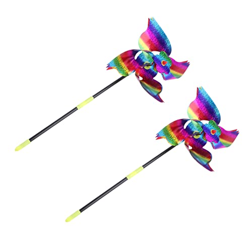Toddmomy Molinos de Viento Decorativos para Niños, Grande Octagonal 2 Piezas, Colores Degradados, Repelente de Pájaros para Jardín Exterior y Juegos Infantiles