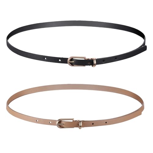 Women Skinny Leather Belts for Waist Size 27.5-37