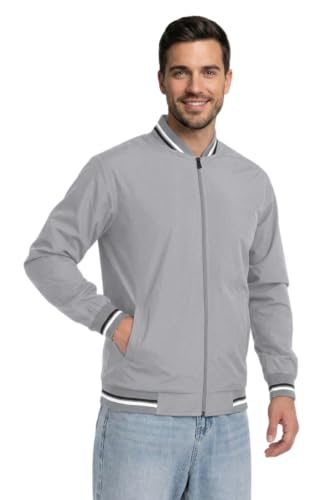 Image of Celary Men's Bomber Jacket Polyester Standard Length | Lightweight Casual Zip-Up Jacket | Stylish Slim Fit Outerwear for All Seasons
