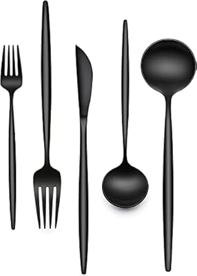 60-Piece Black Silverware Set, Flatware Set for 12, Food-Grade Stainless Steel Tableware Cutlery Set, Utensil Sets Kitchen Cutlery for Home Office Restaurant Hotel