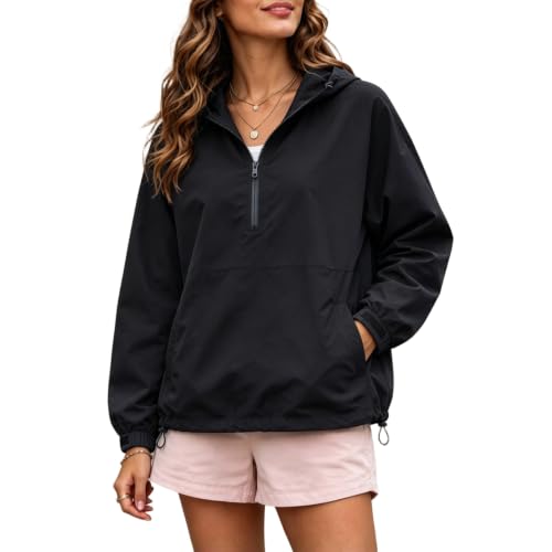 Womens Windbreaker Jacket Water Resistant Quick Dry Hood Rain Jackets - image 1
