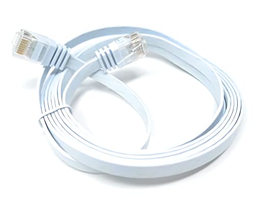 DRUT 2m FLAT CAT6 RJ45 Ethernet LAN Patch Cable, Low Profile GIGABIT Full Copper 32AWG, Lead Allows Up to 1000Mbps Speed (6.5ft, White) - Image 2