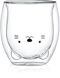 Kaffeetasse, doppelwandig, niedlicher Bär, Trinkglas, 300 ml, Milchtasse für Frühstück, transparent, Cappuccino-Tasse, Latte Macchiato, Geburtstagsgeschenk, für Damen und Herren