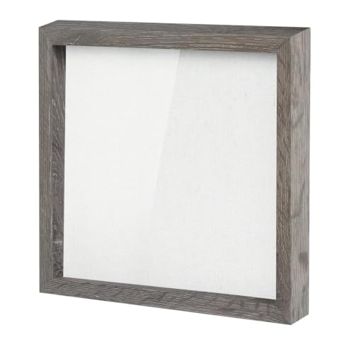 Muzilife 12x12 Shadow Box Wood Picture Frame, Tempered Glass, Texture Gray
