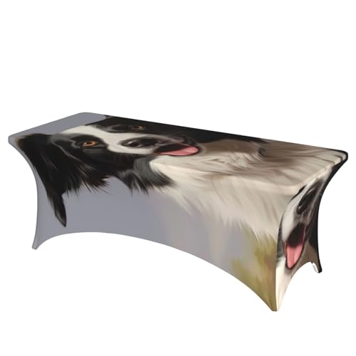 Nappe Border Collie ajustée pour protéger et décorer une table 1,8m