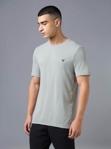 Image of TECHNOSPORT Men's Slim Fit Polyester Activewear Sports T-Shirt with Moisture-Wicking Comfort for Workout, Running & Gym