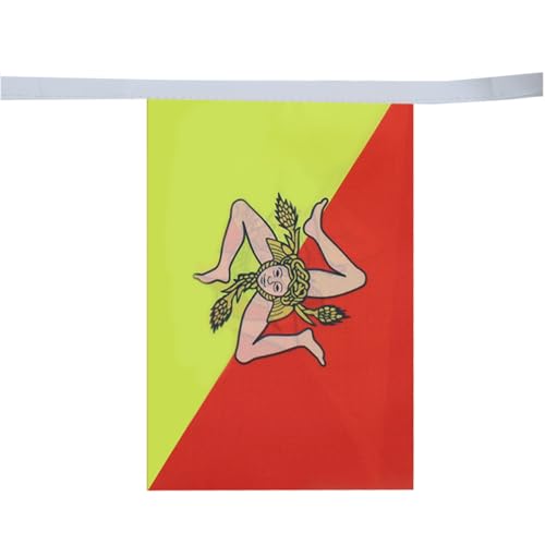 Image of AZ FLAG Sicily 6 meters BUNTING Flag 20 flags 9'' x 6'' - Italy - Sicilian STRING flags 15 x 21 cm