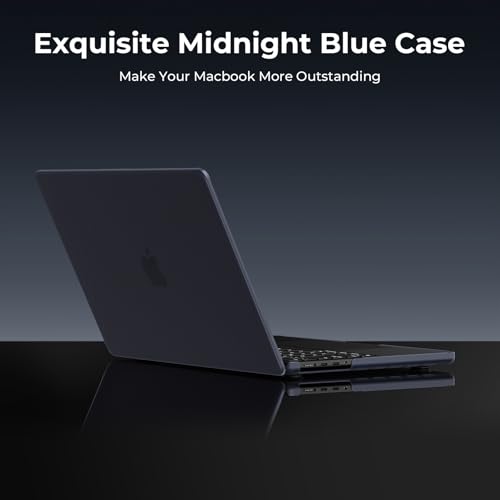 Image of EooCoo Case Compatible with MacBook Pro 14 inch M5 2026-2021 M4 M3 M2 M1 Pro /Max Chip, Official Color-Matched Armor, Frosted Hard Shell Case with Keyboard Cover, Screen Protector - Matte Midnight Blue