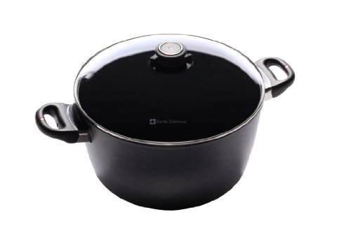 Swiss Diamond Casseruola Alta con Coperchio in Vetro 28cm per Piani Cottura ad Induzione - Antiaderente SwissMade 6128i