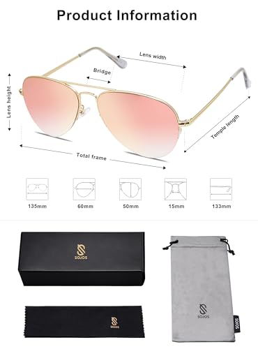 SOJOS Men's Women's Aviator Sunglasses, Classic Semi Metal Frame INSPIRATION SJ1106