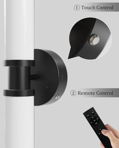 Image of Rayogale Black Rechargeable Battery Operated Wall Sconces with Remote | White Glass Wireless Wall Lights Set of 2 with Timer Function Dimmable for Living Room Bedroom Emergency 3000K, 20.5 Inch