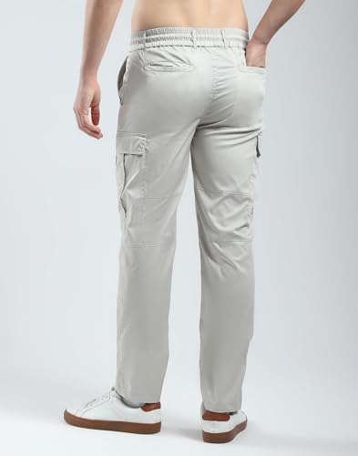 Image of Monte Carlo Men's Regular Fit Cargo Pants | Solid Pattern Casual Trousers | Drawstring Closure | Stylish & Comfortable Everyday Wear Cargo for Men's