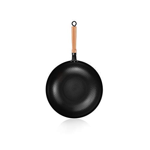 Preisvergleich Produktbild QTFBYT Kochgeschirr, Pfanne, Küchenwerkzeuge, Eisen-Wok, Gusseisenpfanne, Nicht beschichteter Topf, allgemeine Verwendung für Gas- und Induktionsherde Happy Life
