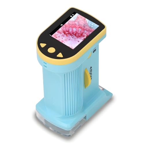 Image of Little Scientist Microscope, Handheld Pocket Miniscope with LED Light, Portable Mini Microscope for Educational Science, 32GB SD Card Included, Blue