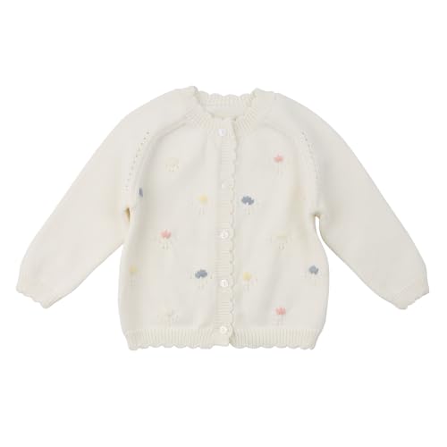 HOOLCHEAN Baby Toddler Girl Embroidered Knit Cardigan Sweater Soft Cotton Blend for Fall Winter Spring