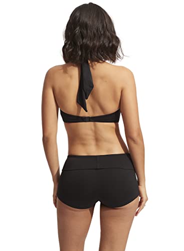Seafolly Women's Standard High Waisted Roll Top Boyleg Bikini Bottom Swimsuit, Eco Collective Black, 12 #TOP3