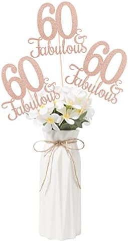 قطع تزيين طاولة عيد الميلاد الخمسين من جيكسولينو - عبوة من 10 قطع، قطع تزيين طاولة سوداء لامعة تحمل الرقم "50" على أعواد، ذات وجهين