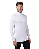 32 Degrees Heat Men’s Lightweight Baselayer Mock Neck – Thermal Long Sleeve Top Winter Layering, White, Large