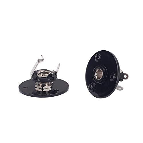 HEALLILY Receptacle Outlet Guitar Jack Plate 1/4 Inch Guitar Jack Plug Socket Round Output Input Pickup Jack Socket with Screws for Electric Guitar Bass (Black) V Guitar - Image 2