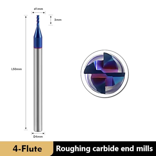 Image of Carbide Square End Mills-4 Flute HRC65 TiSiN Coated,for Milling Alloy Steels, Hardened Steel, Metal etc.1 Pcs D1x50mm