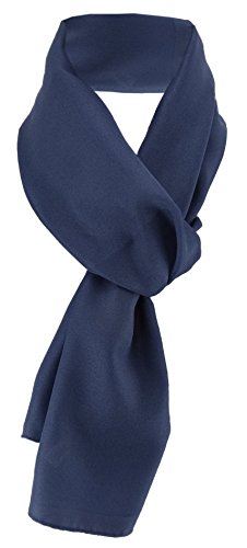 TigerTie dames Chiffon foulard bleu marine bleu foncé unicolor taille 160 cm x 36 cm - écharpe