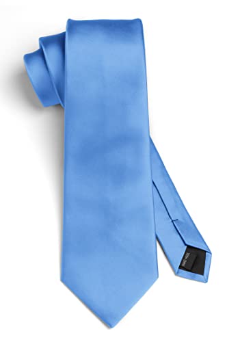 Image of HISDERN Mens Solid Color Ties Formal Satin Necktie and Pocket Square Set Classic Wedding Business Tie & Handkerchief