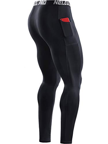 Neleus Men's 2 Pack Dry Fit Compression Pants Running Tights With Pocket,6069,Black/White,Us M,Eu L #TOP5