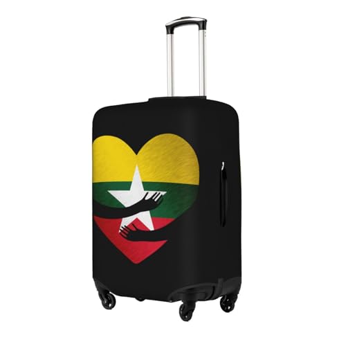 Travel Luggage Cover Myanmar Flag Heart Fashion Washable Baggage Suitcase Protector Fit For Luggage Large2