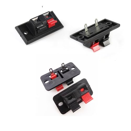 Conector de terminal a presión con resorte de 2 posiciones para audio de altavoz, 5 piezas 2