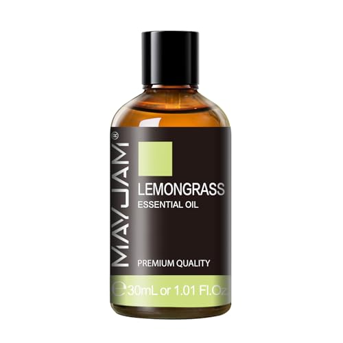 Lemongrass Essential Oil 30ML/1.01FL.OZ MAYJAM Premium Lemongrass Oil Essential Oils with Glass Dropper Great for Aromatherapy Diffuser and Candle Soap Making