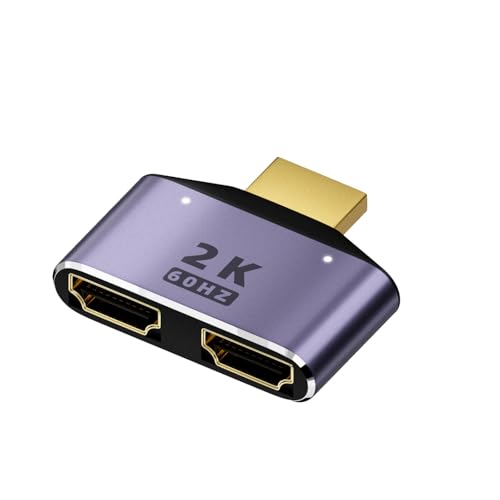 HDMI 1 in 2 Out Splitter Adapter 2K@60hz Hdmi 2 in 1 HD Display Umschalter HDTV 1 Stecker auf 2 Buchse Stecker, f&uuml;r LCD TV Box PS3 Laptop