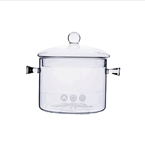 Glass Saucepan with Cover, Heat-resistant Glass Stovetop Pot Glass Cookware for Pasta Noodle Soup Milk Baby Food, Clear Glass Soup Pots(B)