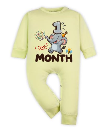 Image of ARVESA 1 Month Baby Milestone Jumpsuit for Baby Boy and Baby Girl Cotton 0-12 Months Design No 1793-1 Month
