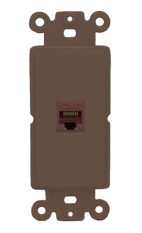 RiteAV 1 Port Cat6 Ethernet Wall Plate Female-Female - Rocker [Brown/Brown]