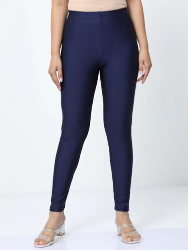 Image of Women's Nylon Shimmer Leggings | Ankle Length | Slim Fit | Stretchable Spandex Leggings | Shiny Finish | Casual Wear & Special Occasion