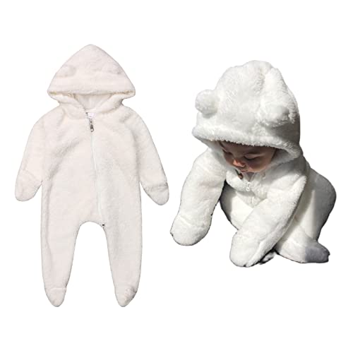 Image of LXXIASHI Newborn Infant Unisex Baby Thicken Fleece Coveralls Romper Hooded Footies Bunting Snowsuit Outfit