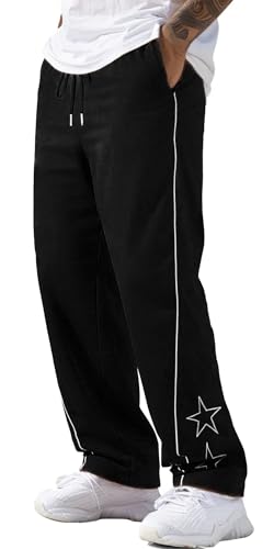 Pantalon de jogging baggy homme AIEOE coupe droite à cordon large