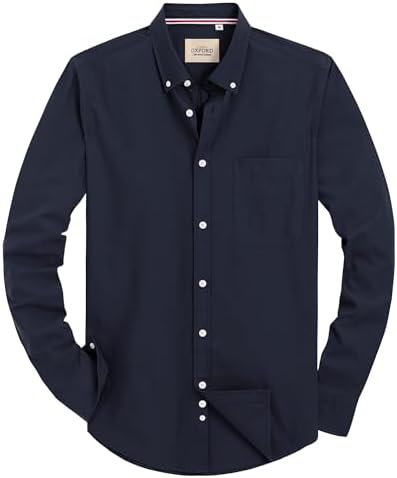 J.VER Oxford Herren Hemd Bügelfrei Regular Fit Hemd Langarm Casual Hemd aus Oxford Button Down Hemd Faltenfrei Freizeithemd mit Tasche