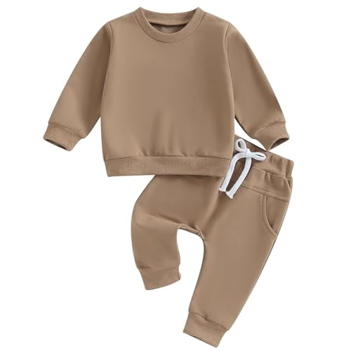 Image of Tiaham Baby Boy Clothes Girl Outfits Fashion Sweatshirt Sweat Pant Kids Toddler Tops Pant Sets