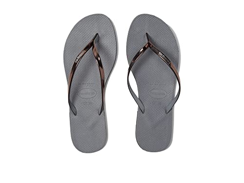 Image of Havaianas You Metallic Flip Flop Sandal Steel Grey /Metallic Graphite 39 /40 Brazil (US Men's 7 /8, Women's 9 /10) M