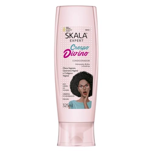 SKALA - Acondicionador Crespo Divino | 100% Vegano | Elimina Encrespamiento | Hidrata y Aporta Volumen | Apto Método Curly | Para Cabellos Rizados y Afros, Negro, 325 ml