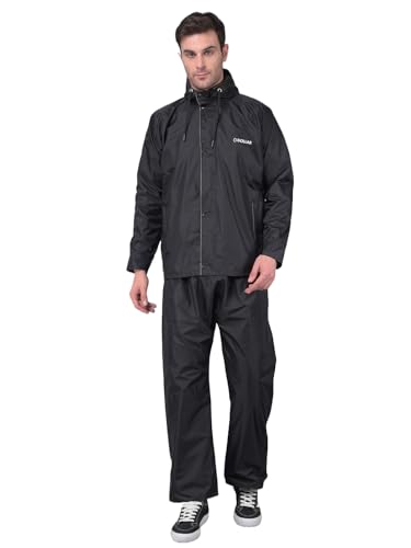 Image of Dollar Rainguard Men's Reversible Full Sleeve Solid Raincoat Set With Adjustable Hood and Pocket