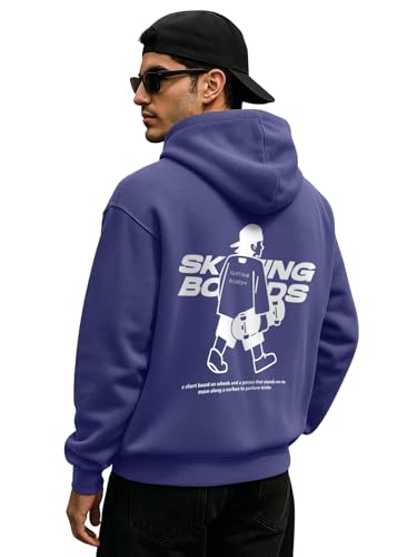 Image of Veirdo Polycotton Spun Oversized Fit Drop Shoulder Hooded Sweatshirt Full Sleeves Back Graphic Printed Jumper Hoodie for Men (Available Sizes: S to 3XL)