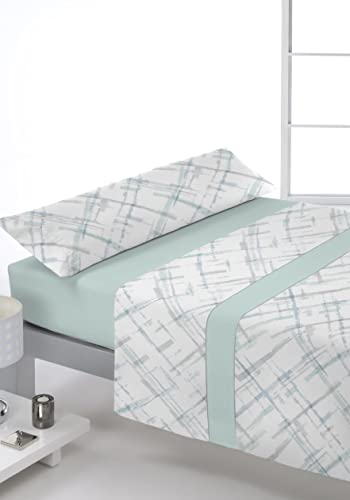 Reig Marti Juego de Sábanas Presse Turquesa, Encimera, Funda/s de Almohada y Bajera Ajustable...
