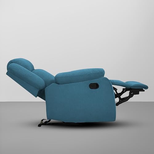 Image of Kayro Comfy Fabric | 1 Seater Recliner Sofa, Premium Fabric Upholstery, Soft Padded Body with Comfortable Cushions, Manual Recliner Chair for Living Room & Home Relaxation | Turquise